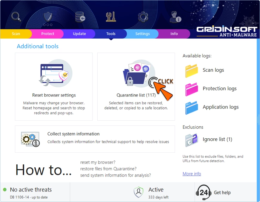 Gridinsoft Anti-Malware — Cleanup tools